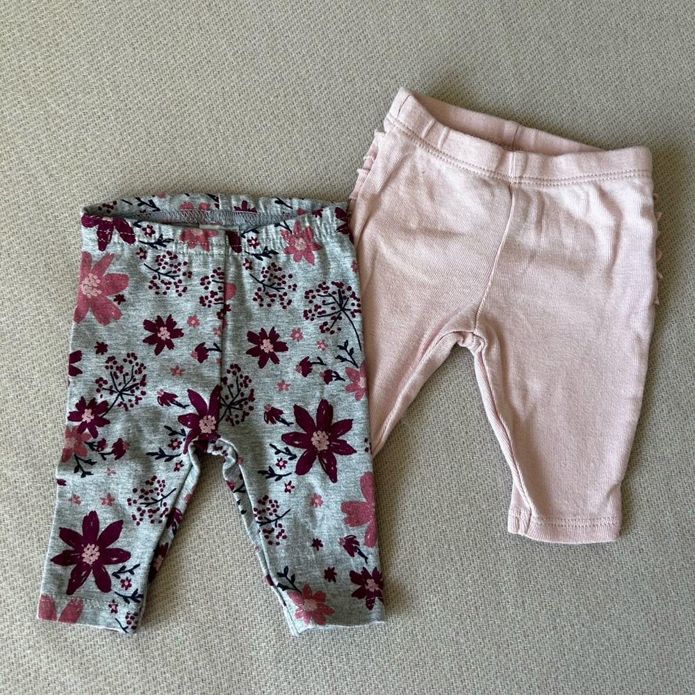 Carter's Pink and Floral Baby Leggings | Newborn Bottoms | Nb Clothing
